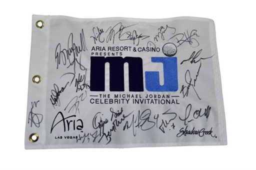 Michael Jordan Celebrity Golf Flag Signed by (17) Including Michael Jordan, Wayne Gretzky, Jerry Rice & Roger Clemens